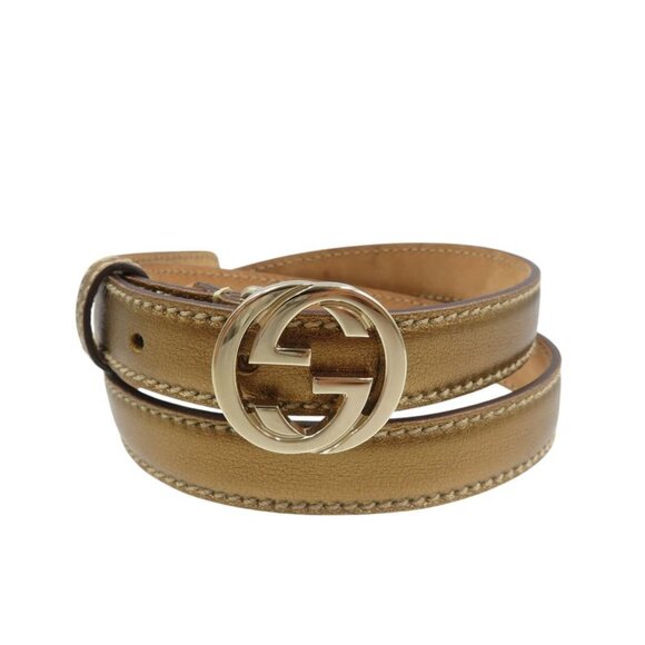 Gucci GG Logo Leather Gold Hardware Gold 85-34 Belt 0976 main image 4